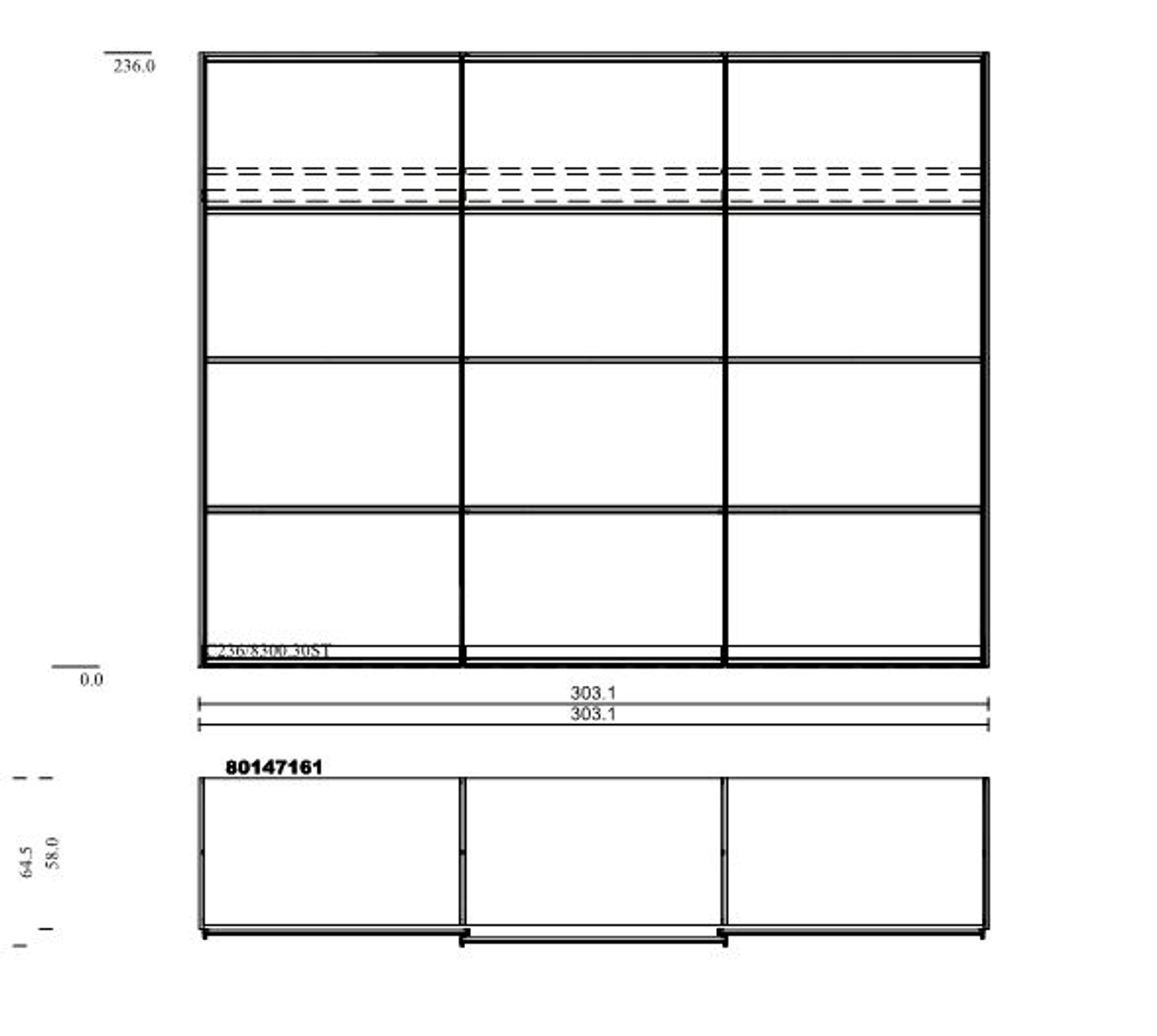 Schwebetürenschrank 3-trg. detail