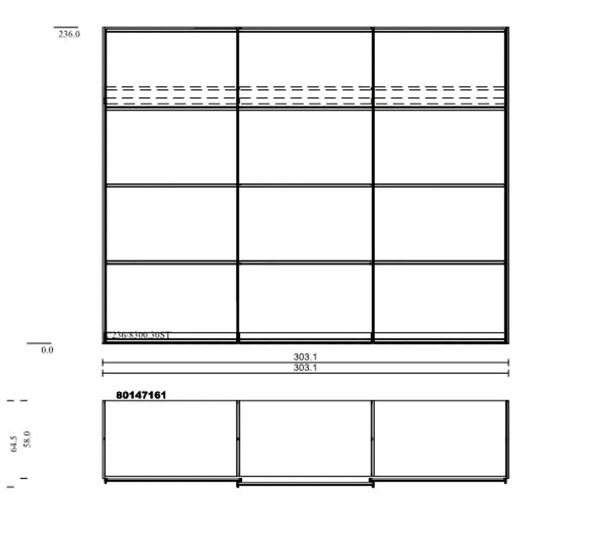 Schwebetürenschrank 3-trg. detail
