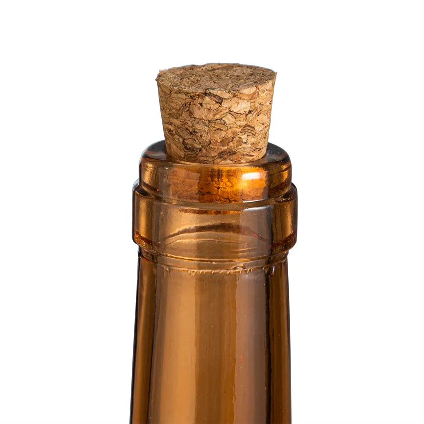 LED Flasche mit Holzfuß orange detail