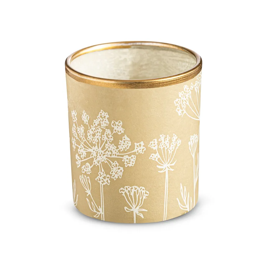 Teelichtglas "Blumen" beige hauptaufnahme