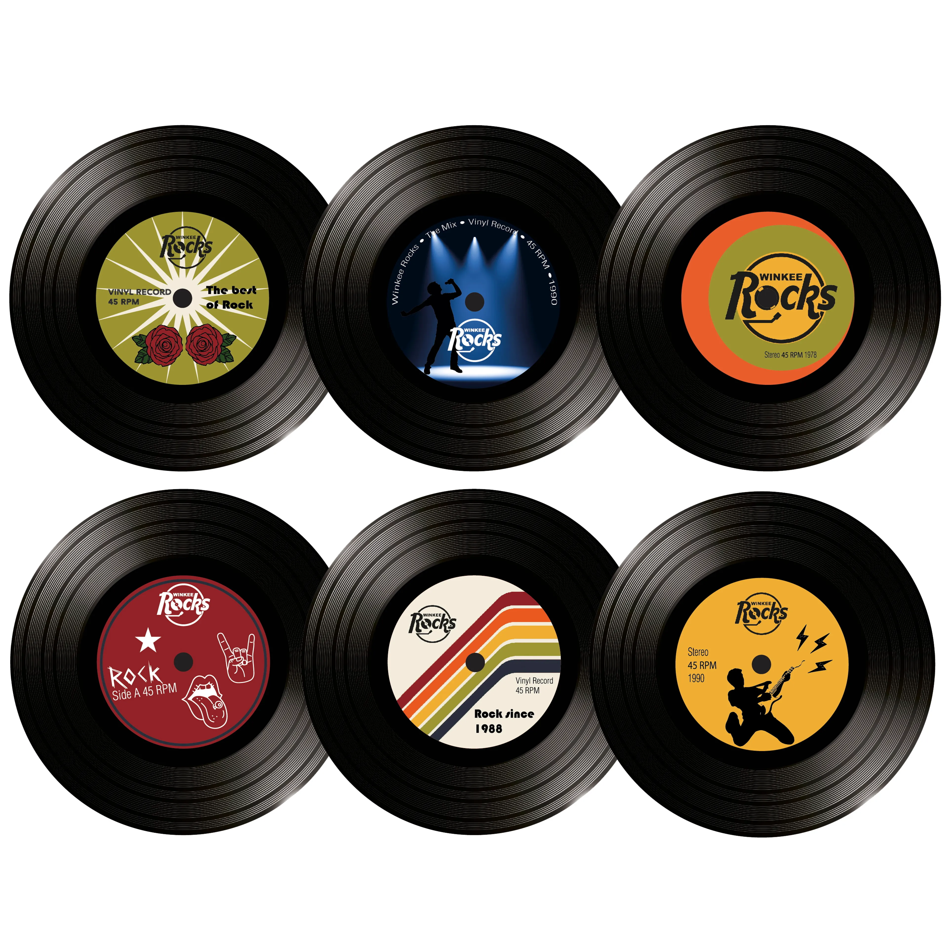 Untersetzer Vinyl Rock 6tlg.
