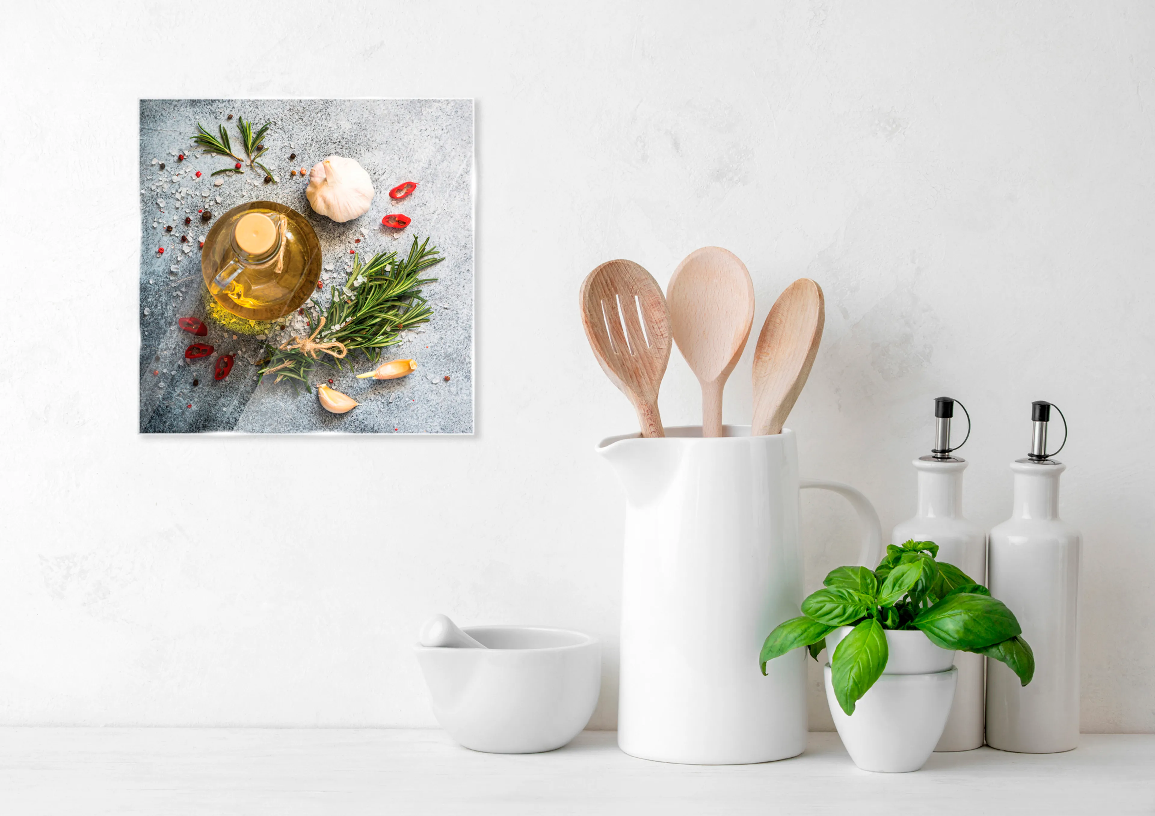 Glasbild 20 x 20 cm Herbs and Spices Grey I
