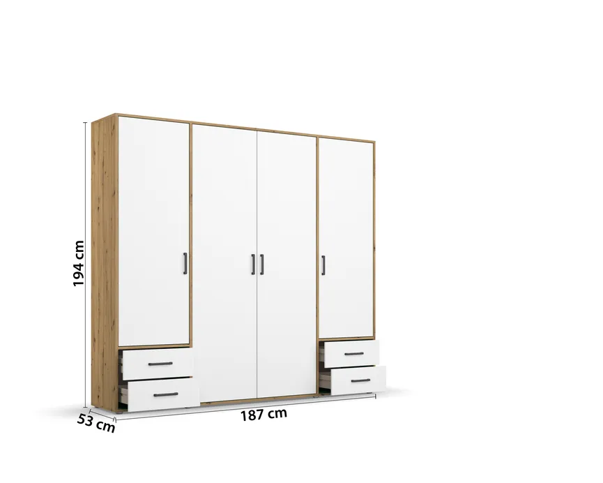 Drehtürenschrank 4-trg. detail