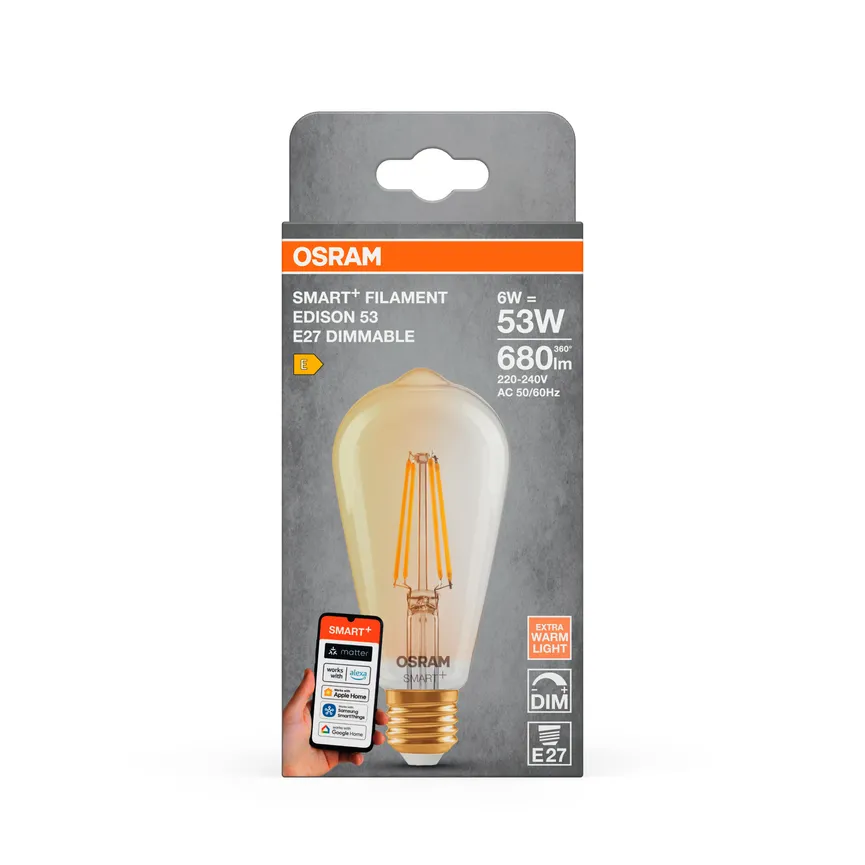 E27/6W Kolben EDISON 53 Gold detail