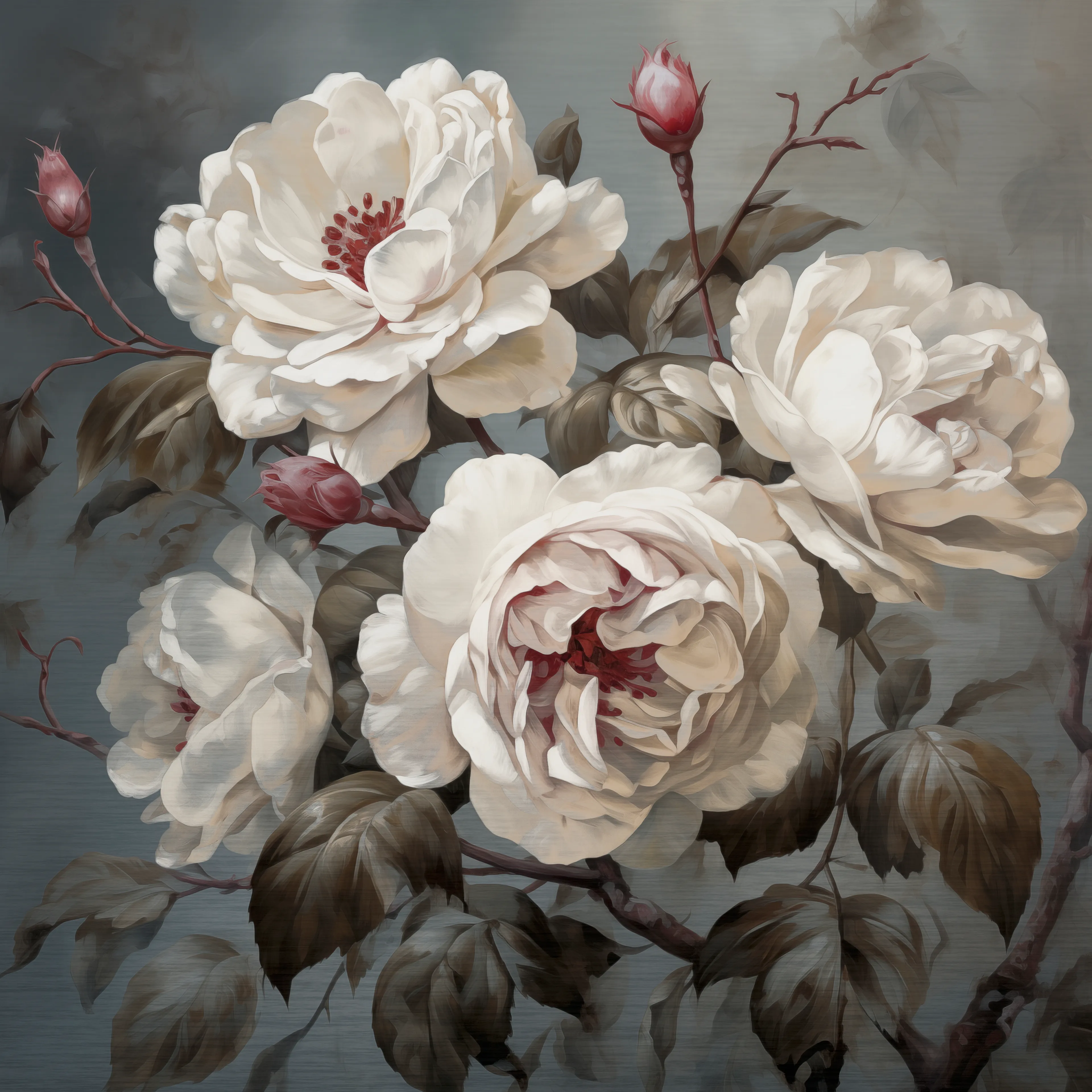 Wandbild 30 x 30 cm Roses On Silver I
