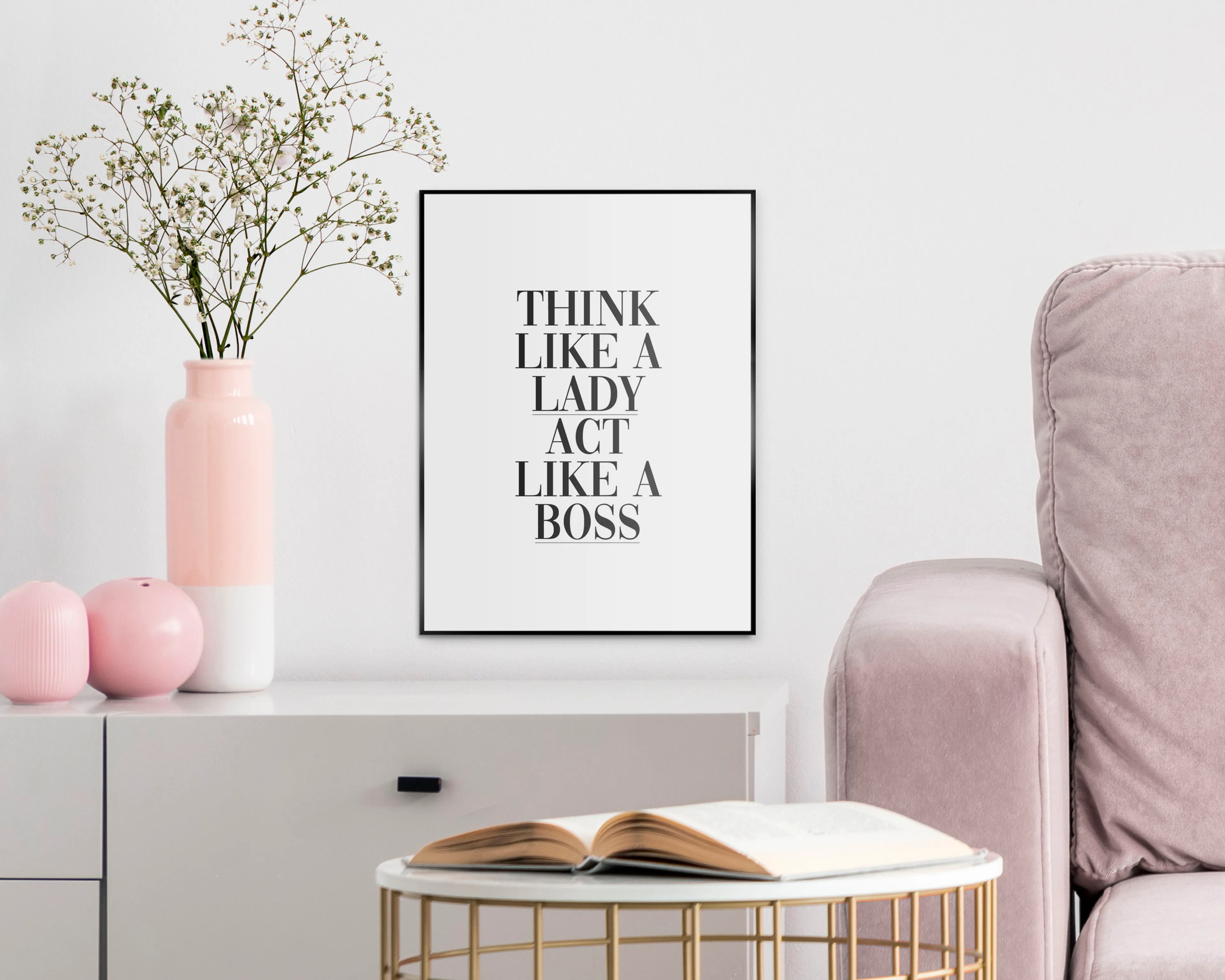 Wandbild 30 x 40 cm Think Like a Lady 