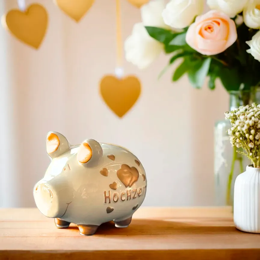 Sparschwein "Hochzeit" weiß milieu