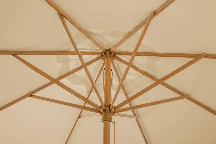 Alu-Schirm in Holzoptik detail