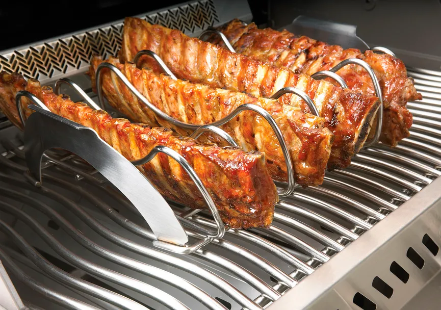 PRO Spare Rib Halter Edelstahl detail