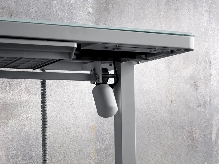 Schreibtisch grau detail