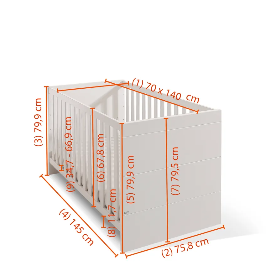 Kinderbett LF 70x140 cm dimensionsmarker