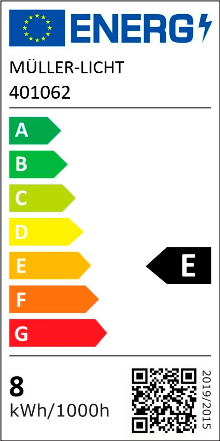 E27/8W LED Birnenform energielabel