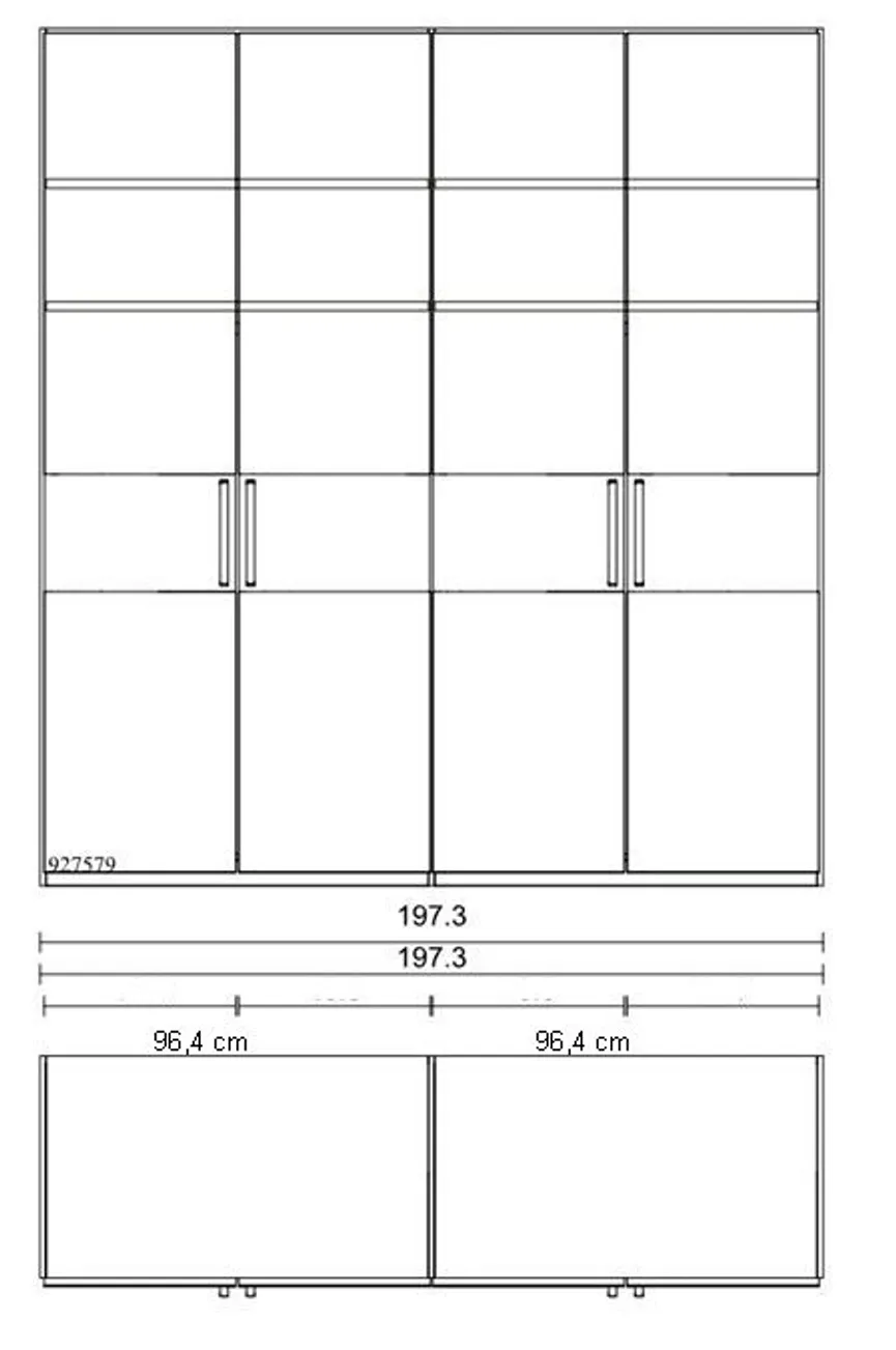 Drehtürenschrank 4-trg. detail