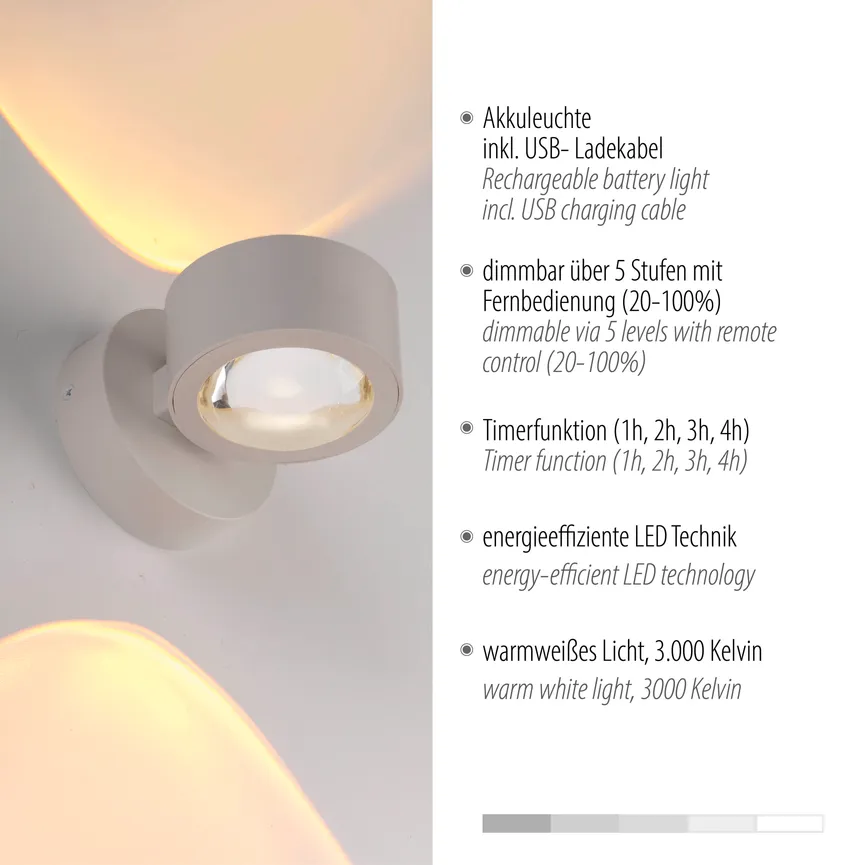 Akku-Wandleuchte "Akku-Chia" detail