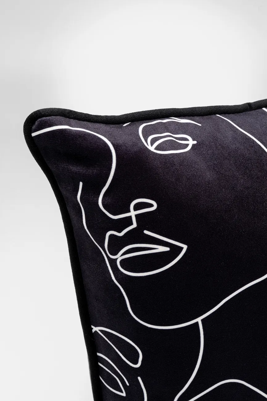 Kissen "Faces" schwarz detail
