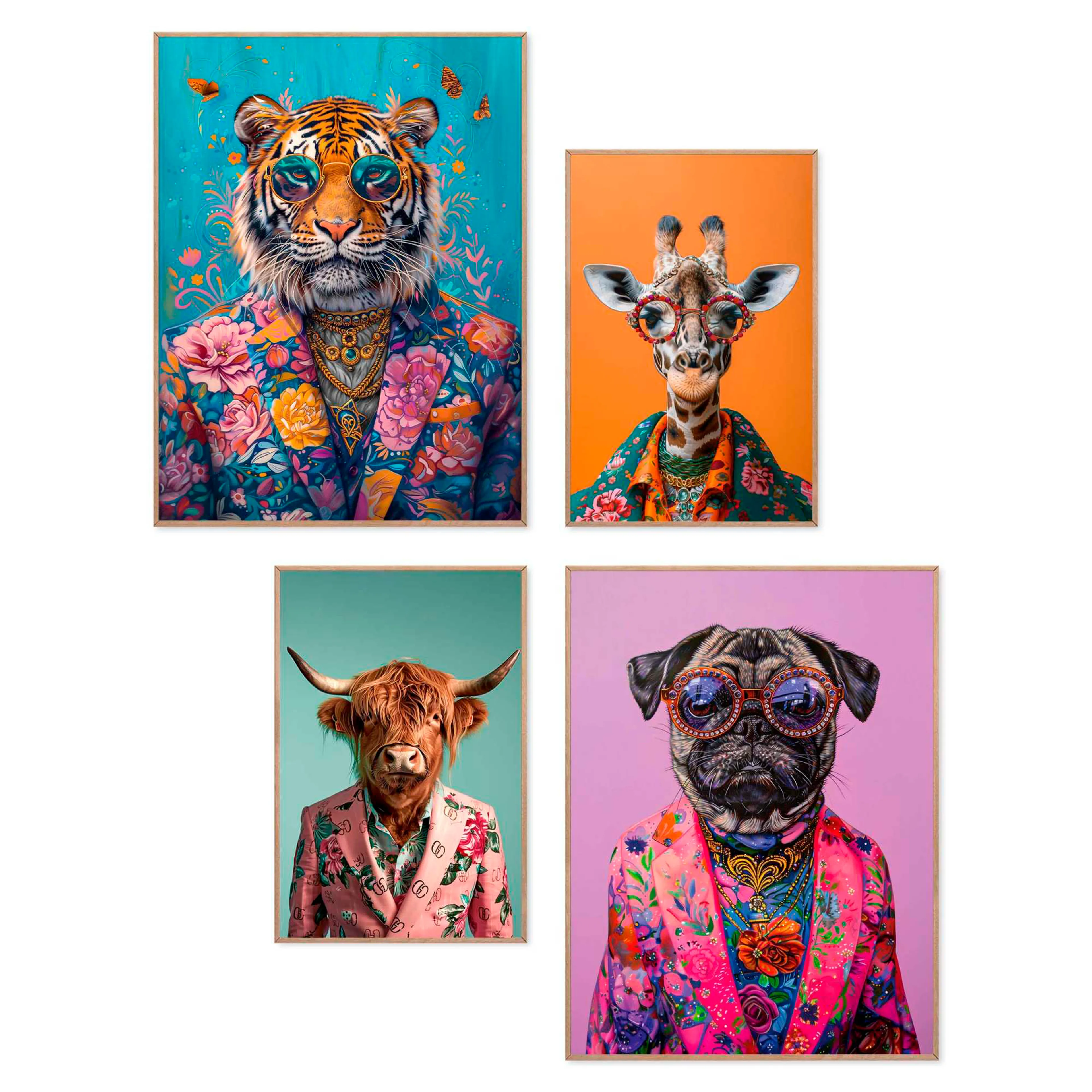 Wandbild Funky Animals 4tlg.