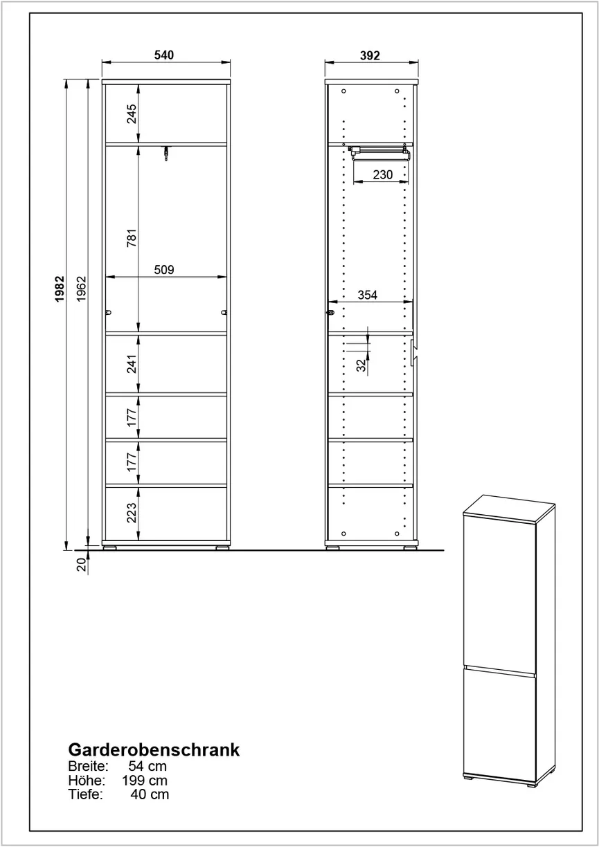 Garderobenschrank detail
