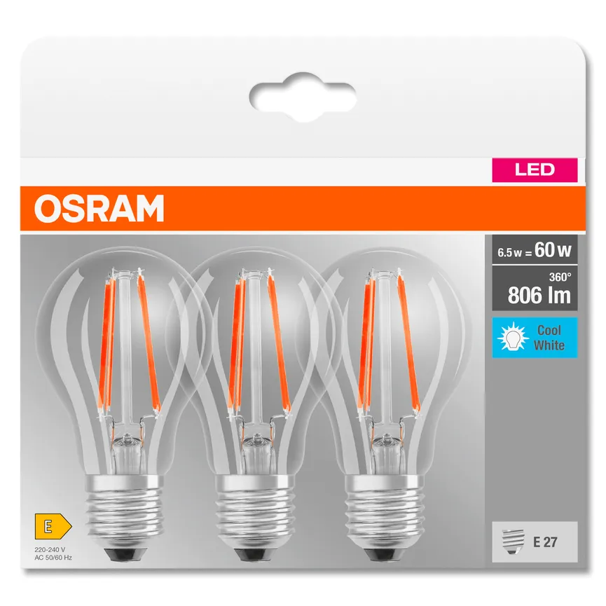 E27/6,5W LED Birne 3er Pack detail