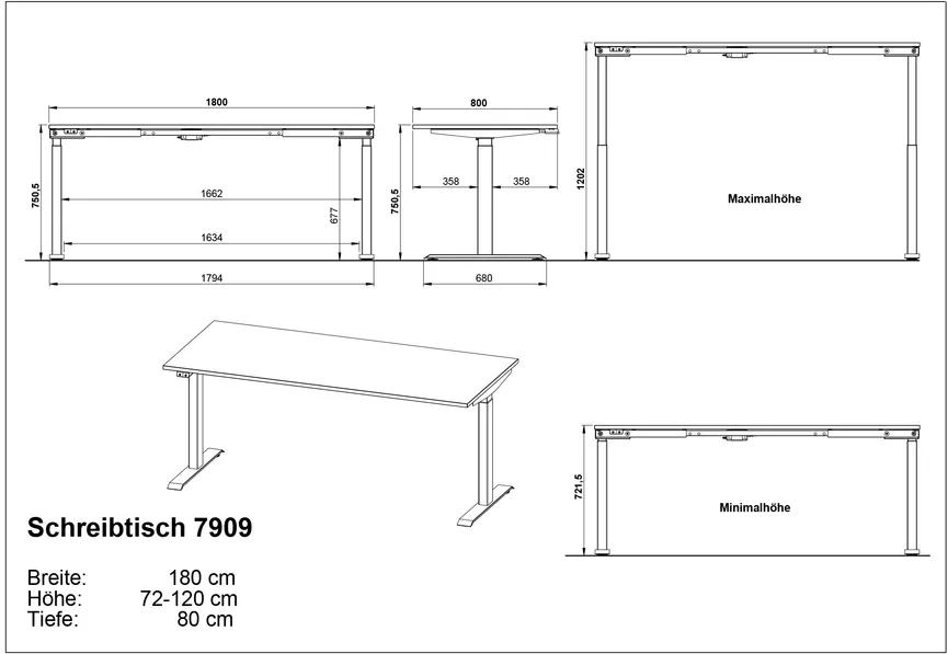 Schreibtisch 180x80 detail