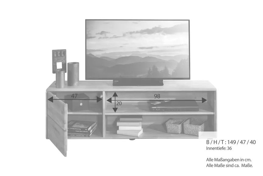 TV-Lowboard 1T/2F detail