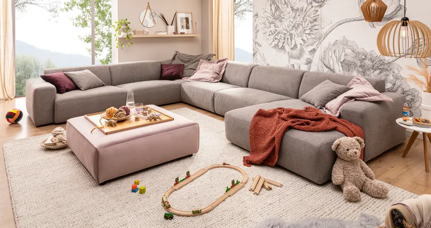 Sofa 1,5-Sitzer medium o. AL milieu