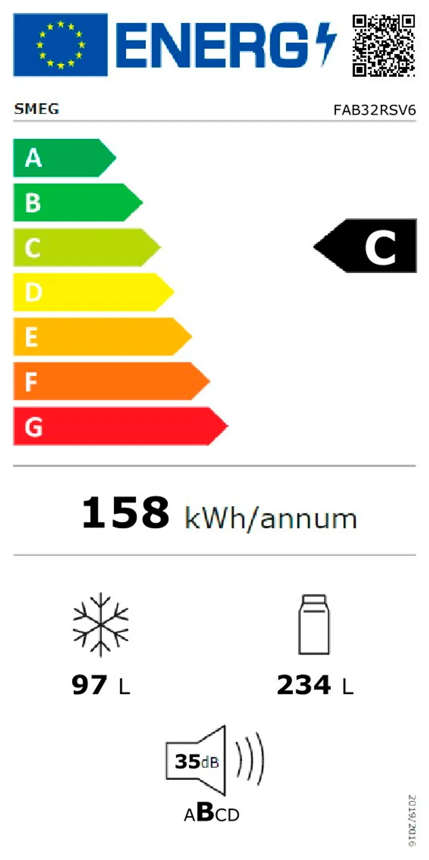 SMEG Kühl-/Gefrierkombination energielabel