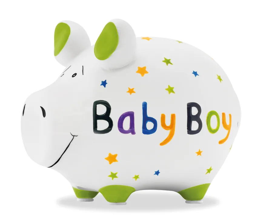 Sparschwein "Baby Boy" weiß hauptaufnahme