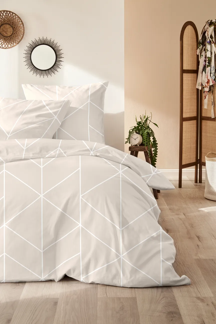 Satin-Bettw. Grafik 135x200 milieu