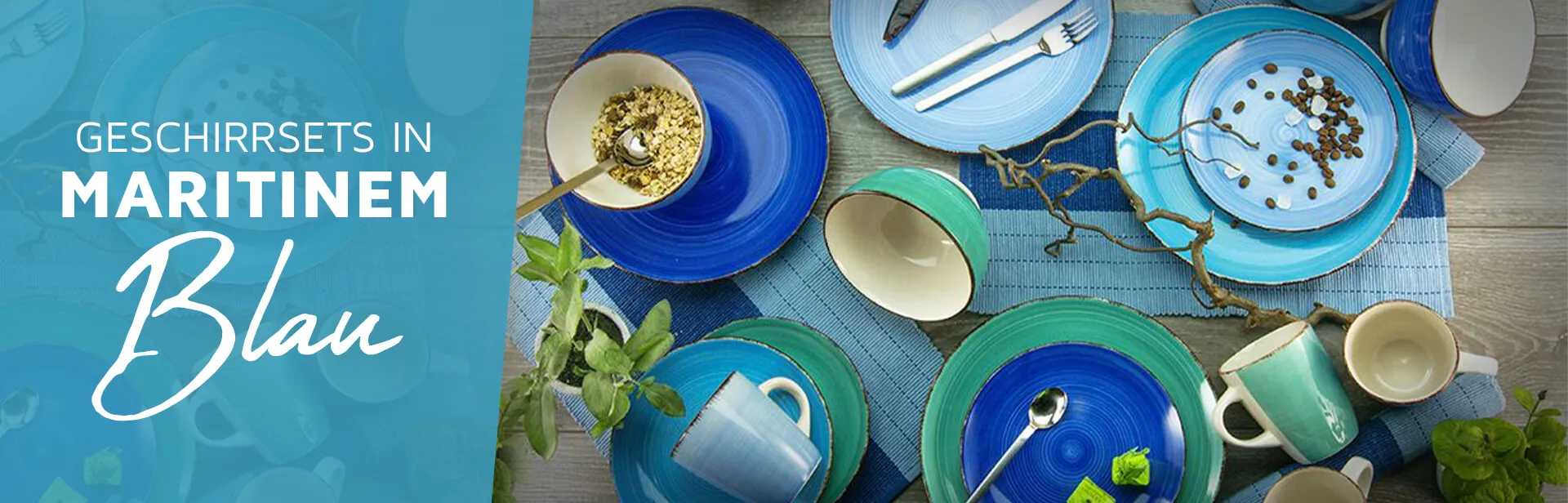 Geschirr in blau