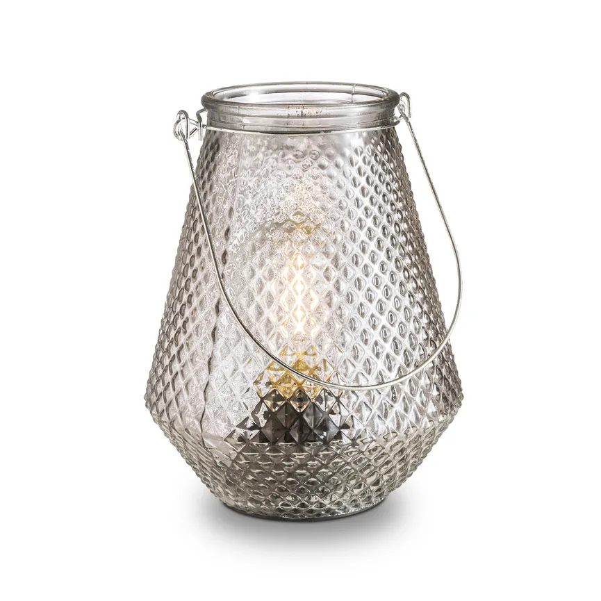 Laterne mit Henkel grau detail