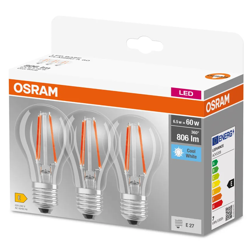 E27/6,5W LED Birne 3er Pack detail