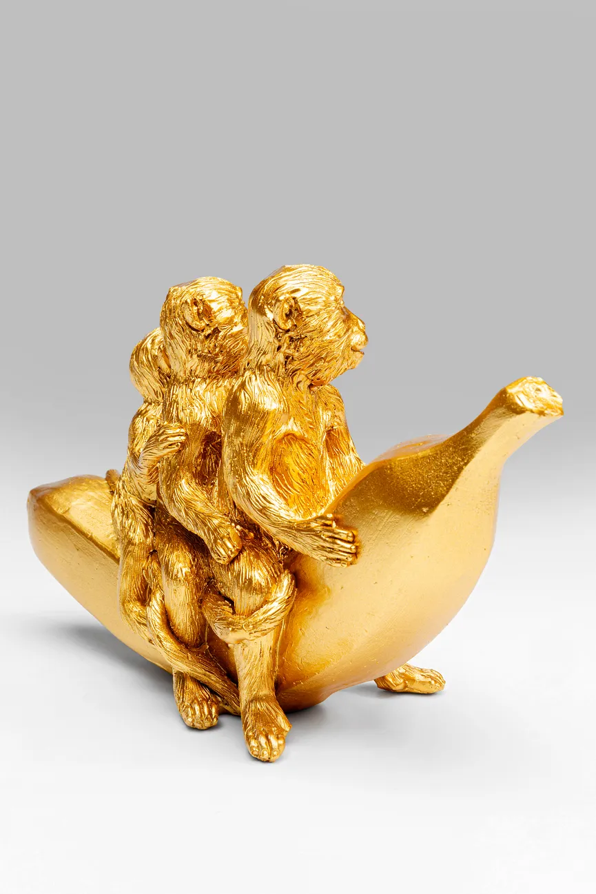 Figur "Banana Ride" Affen gold detail