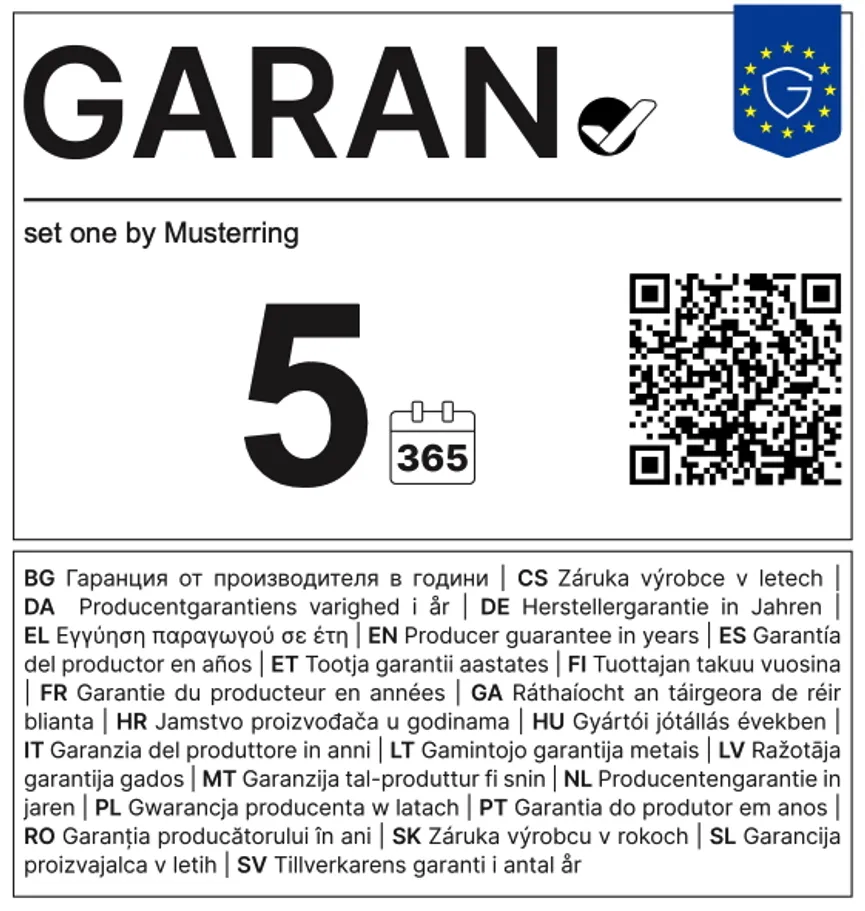 Stuhl garantielabel