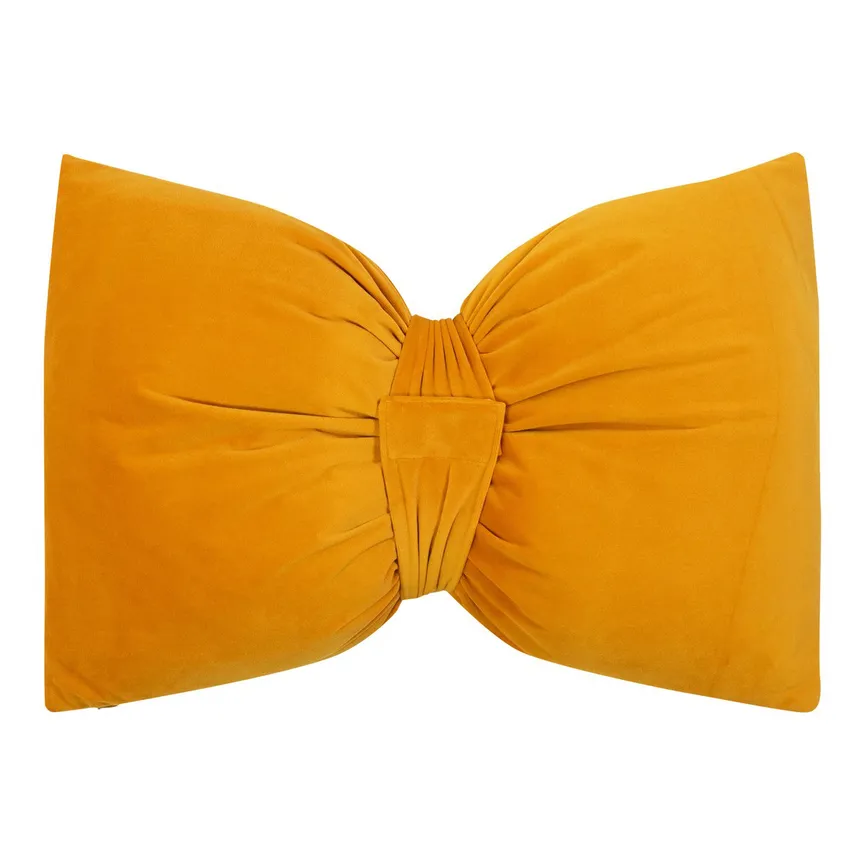 Kissen gefüllt  Samt honiggelb detail