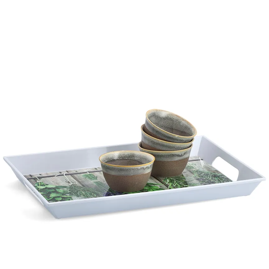 Tablett Kräuter Melamin detail