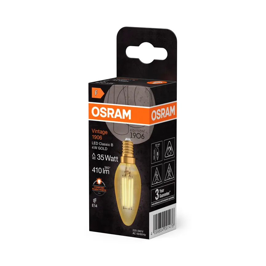E14/4 Watt Kerze Gold detail