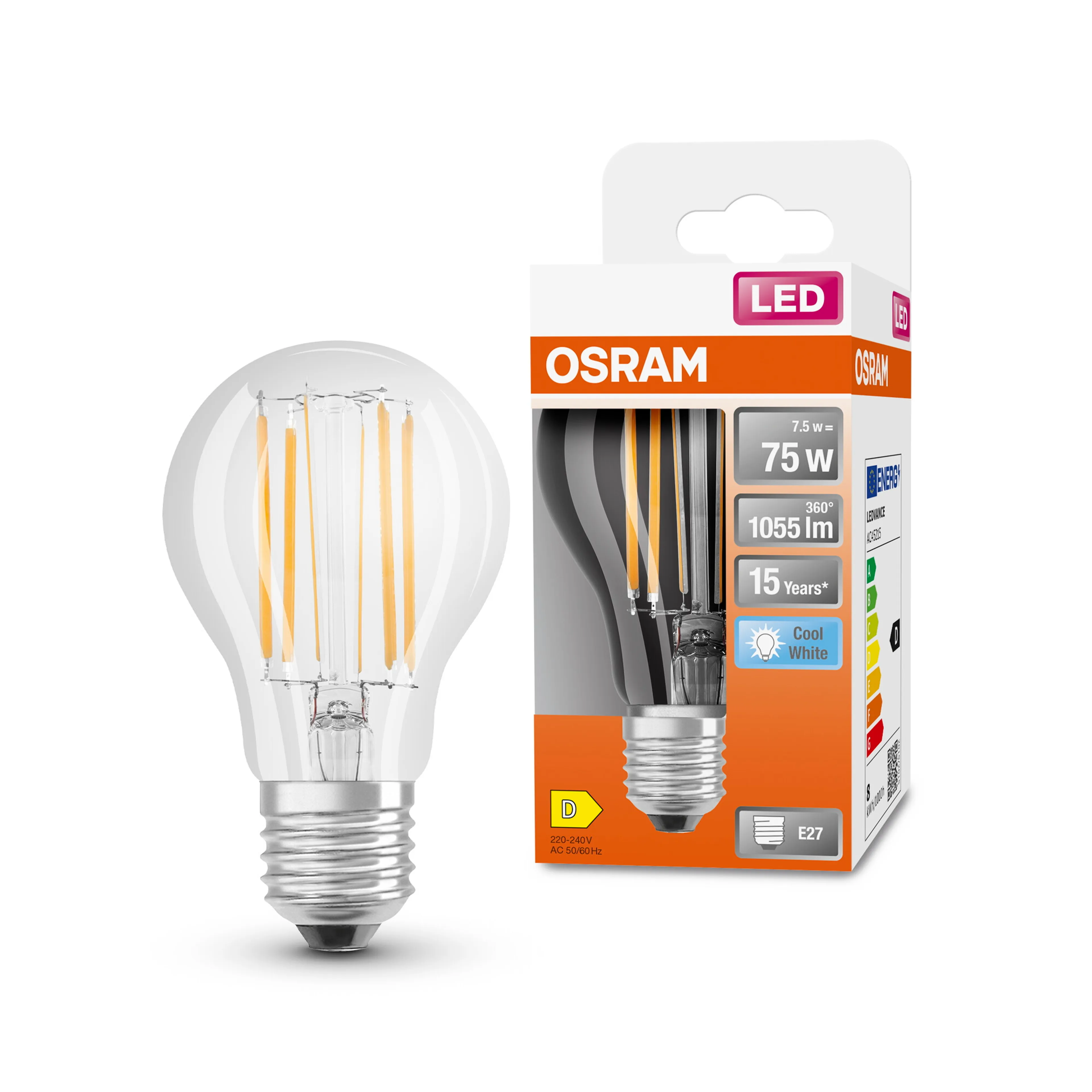 LED-Birne E27/7,5 Watt/Energie D