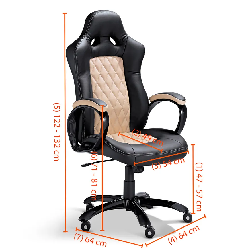 Gamingstuhl creme/schwarz dimensionsmarker