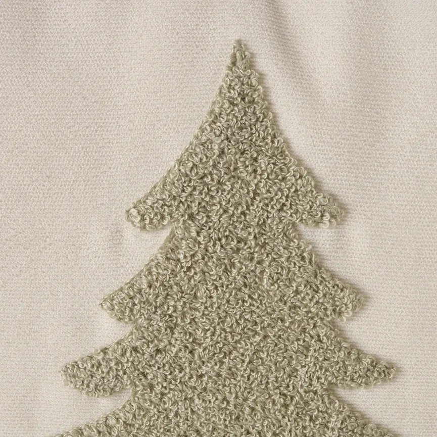 Kissen "Nevio" cremeweiß-grün detail