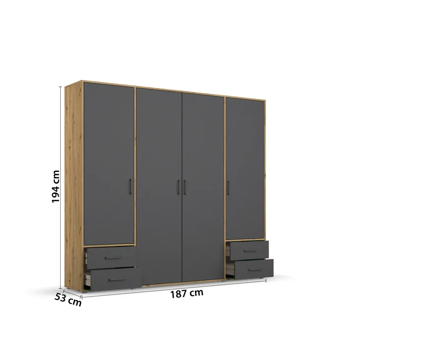 Drehtürenschrank 4-trg. detail