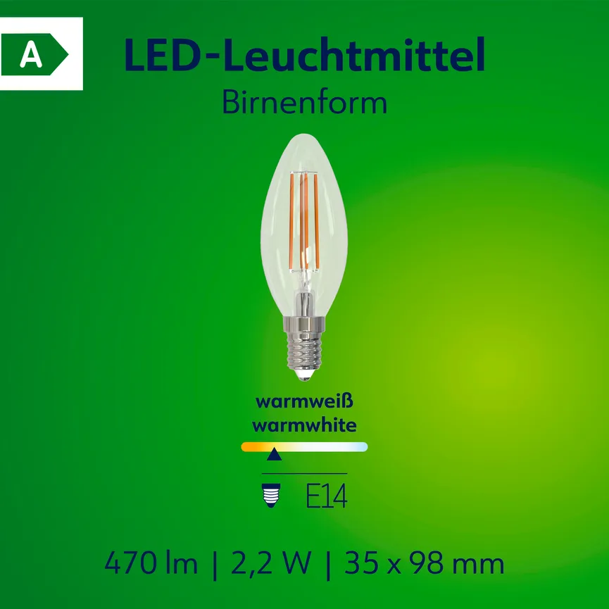 E14/2,2W LED Kerze Retro detail