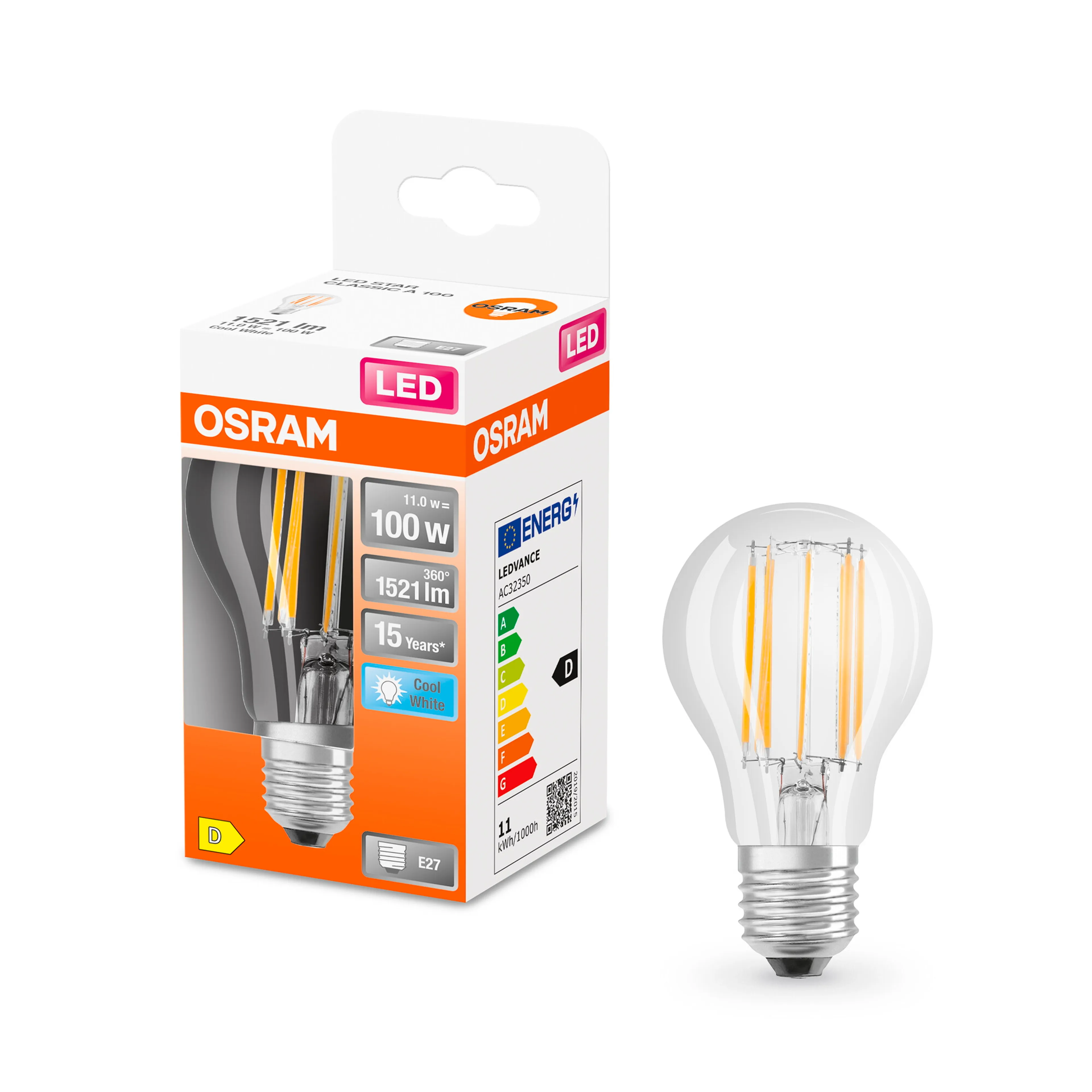 LED-Birne E27/11 Watt/Energie D