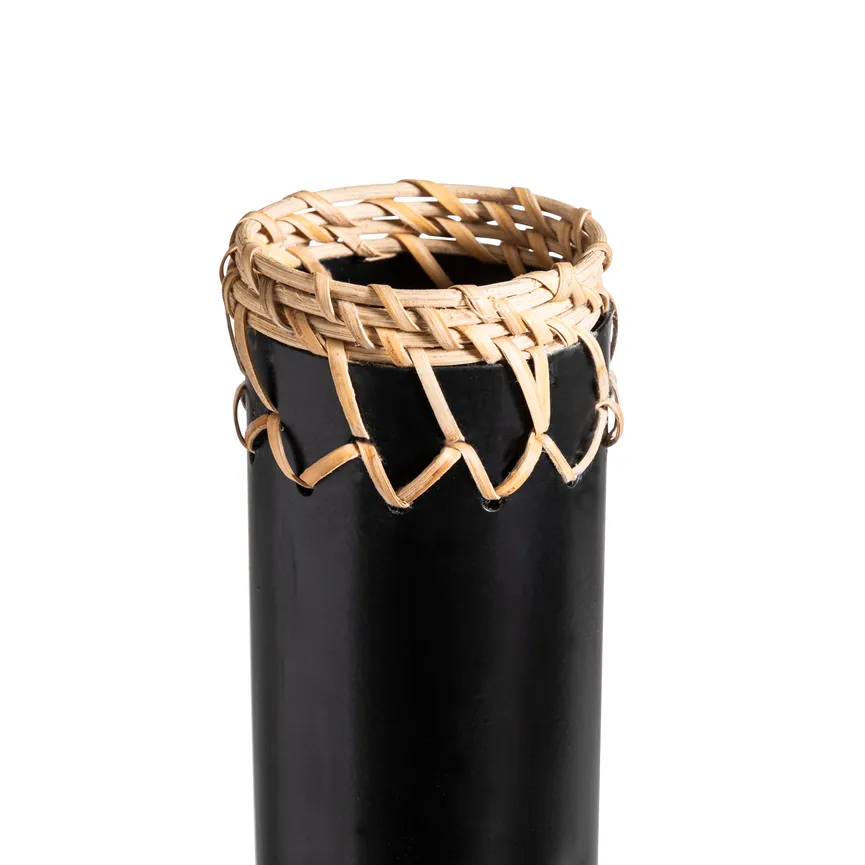 Vase M schwarz-natur detail