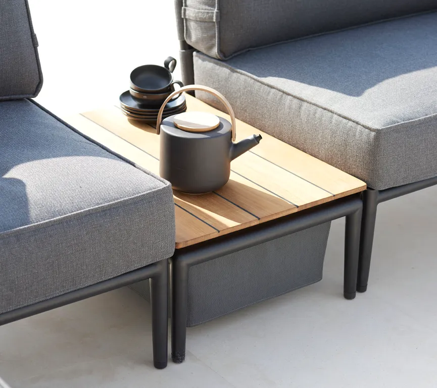 Box Tisch m. Teak Tischplatte milieu