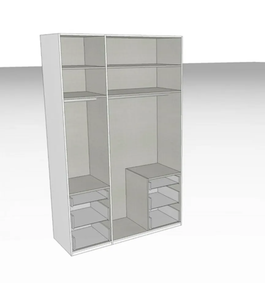Drehtürenschrank 3-trg. detail