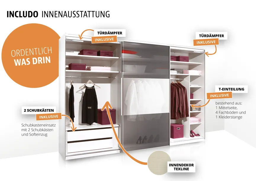 Schwebetürenschrank 3-trg. detail