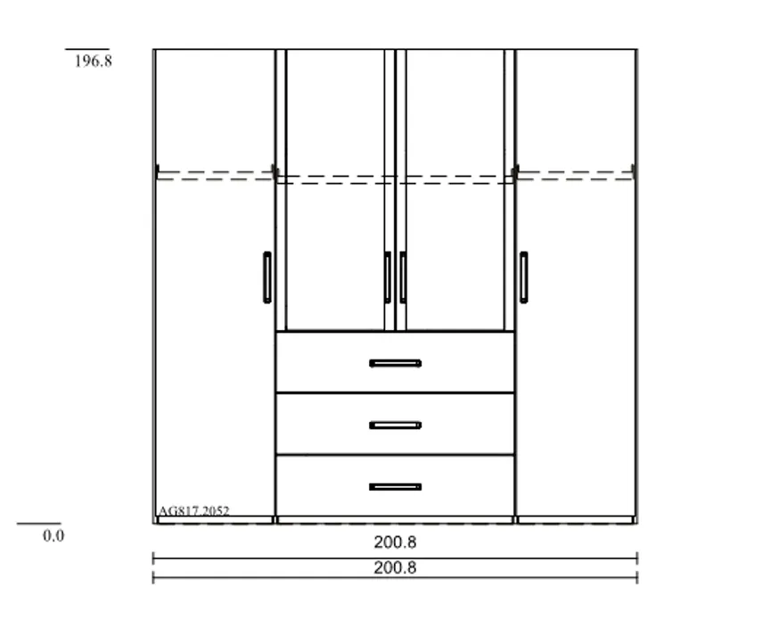 Drehtürenschrank 4-trg. detail