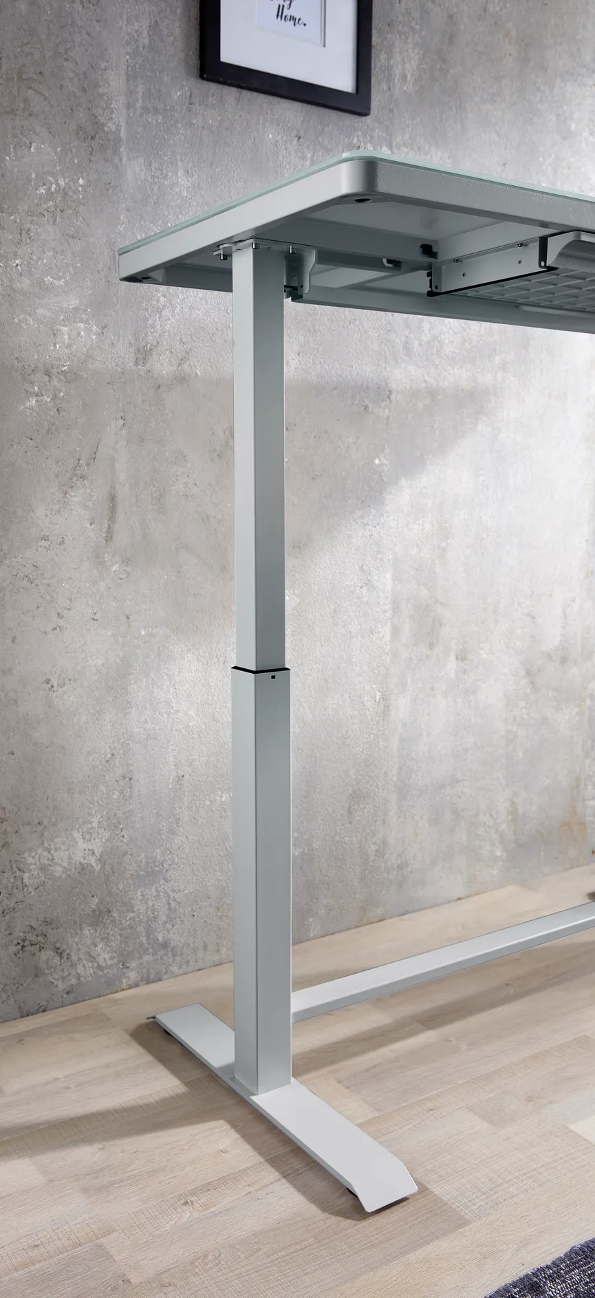 Schreibtisch grau detail