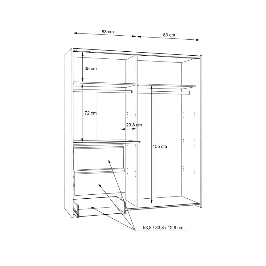 Schwebetürenschrank 2-trg. detail
