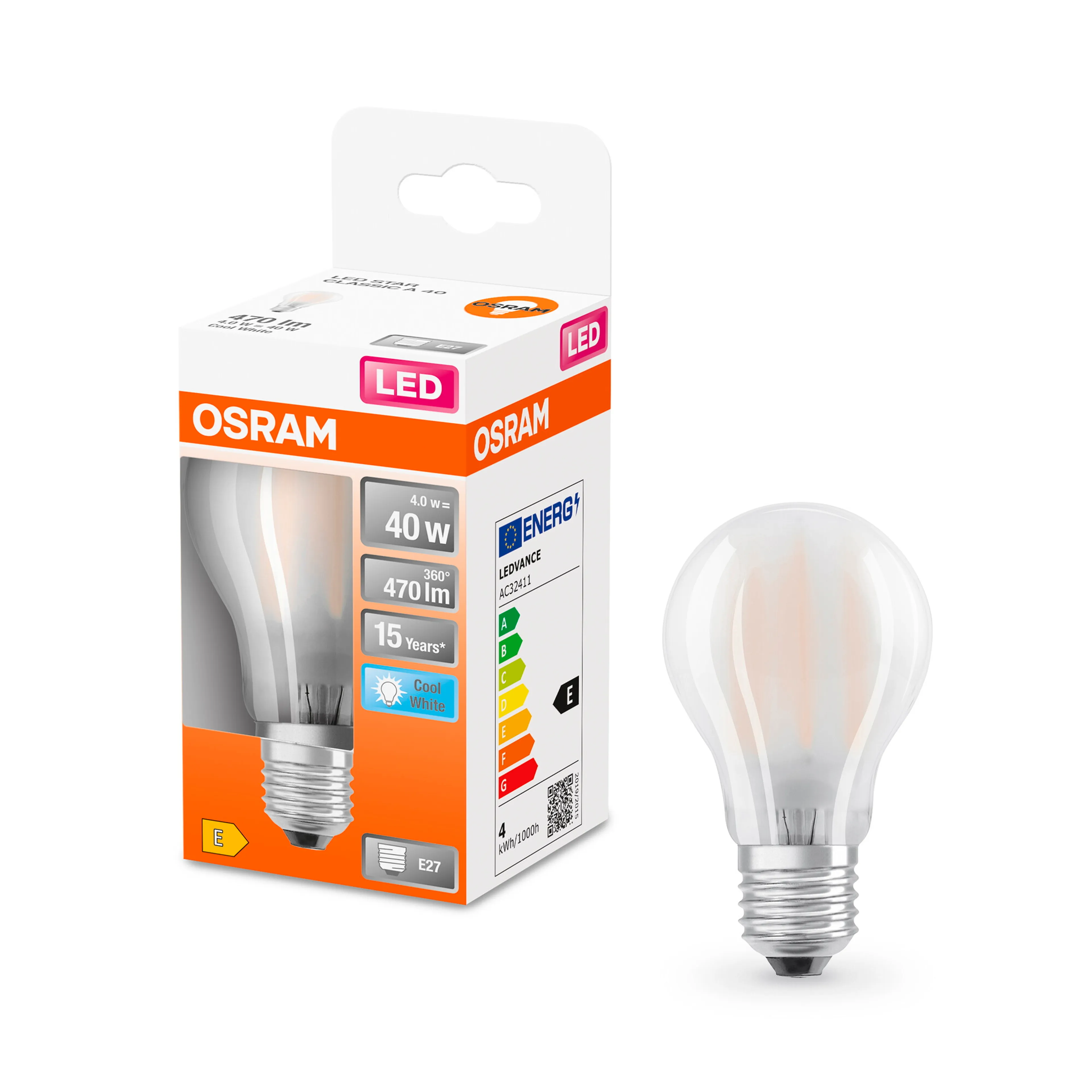 LED-Birne E27/4 Watt/Energie E